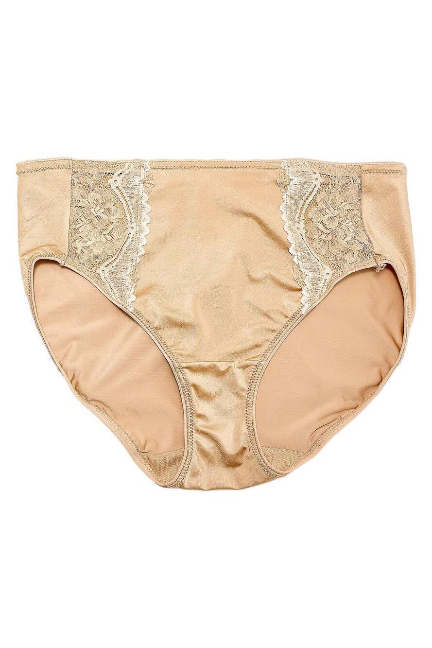 Breezies Women's Two-Tone Lace Shimmer Hi-Cut Brief Panty Beige - Regular